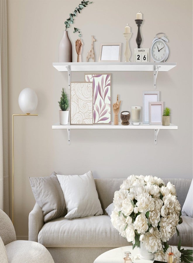 RedCall Floating Shelves for Wall,31.5 Inch Wall Mounted Shelves Set of 2,Long Board Shelves for Bedroom,Living Room, Bathroom & Kitchen Storage with Metal Brackets (White) - Image 4
